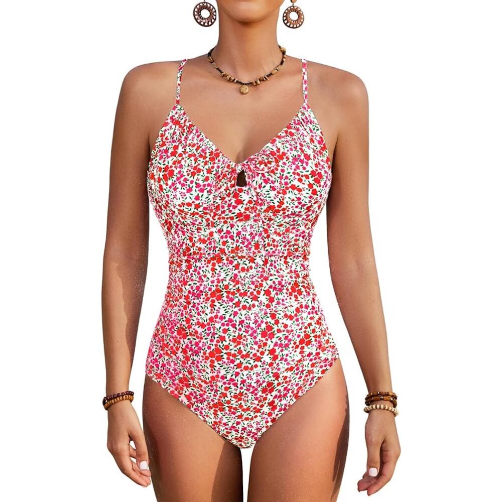 New Medium Floral One Piece Push Up, Tummy Control, Full Coverage Swimsuit